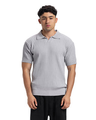 Vertical Rib Knit Polo