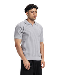 Vertical Rib Knit Polo