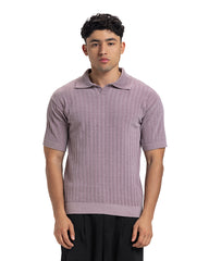 Ribbed Knit Polo