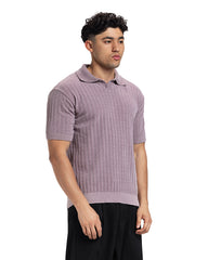 Ribbed Knit Polo