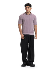 Ribbed Knit Polo