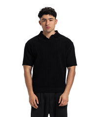 Vertical Rib Knit Polo