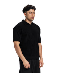 Vertical Rib Knit Polo