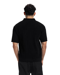 Vertical Rib Knit Polo