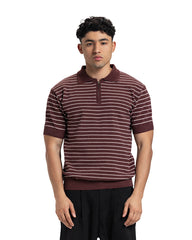 Zip Stripe Knit Polo