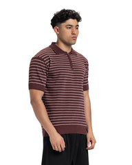 Zip Stripe Knit Polo
