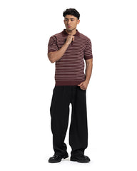 Zip Stripe Knit Polo