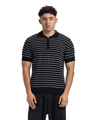 Zip Stripe Knit Polo