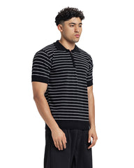Zip Stripe Knit Polo