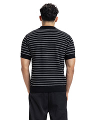 Zip Stripe Knit Polo