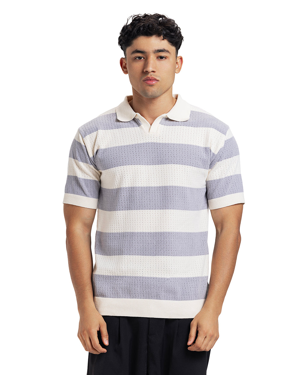 Retro Stripe Knit Polo