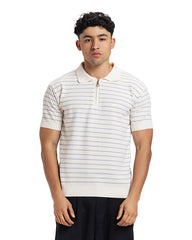 Zip Stripe Knit Polo