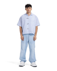 Cuban Collar Metal Clasp Short Sleeve Shirt
