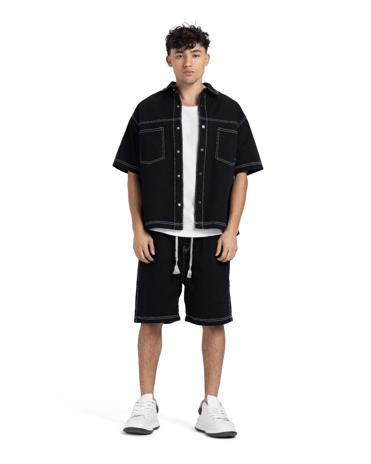 Oversized Short-Sleeve Denim Co-Ord Set