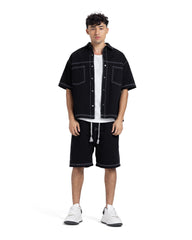 Oversized Short-Sleeve Denim Co-Ord Set