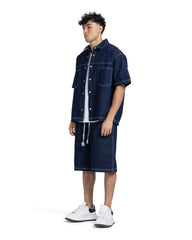 Oversized Short-Sleeve Denim Co-Ord Set