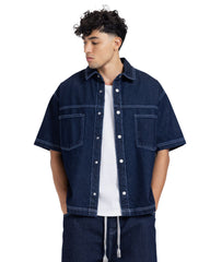 Oversized Short-Sleeve Denim Co-Ord Set