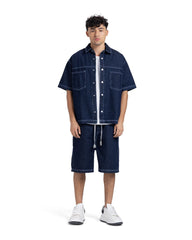 Oversized Short-Sleeve Denim Co-Ord Set