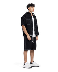 Oversized Short-Sleeve Denim Co-Ord Set