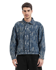 Distressed Pattern Denim Jacket