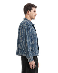 Distressed Pattern Denim Jacket
