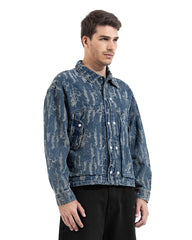 Distressed Pattern Denim Jacket