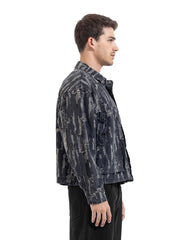 Distressed Pattern Denim Jacket