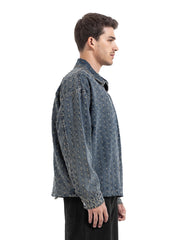 Oversized Boxy Fit Textured Denim Jacket