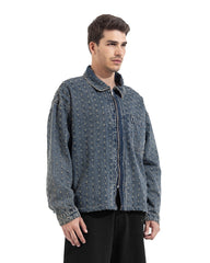 Oversized Boxy Fit Textured Denim Jacket