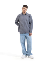 Noir Full Zip Knit Cardigan