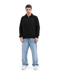 Noir Full Zip Knit Cardigan