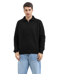 Noir Full Zip Knit Cardigan