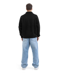 Noir Full Zip Knit Cardigan