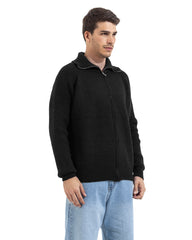 Noir Full Zip Knit Cardigan
