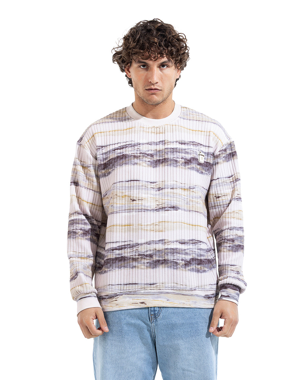 Marble Wave Ribbed Sweatshirt