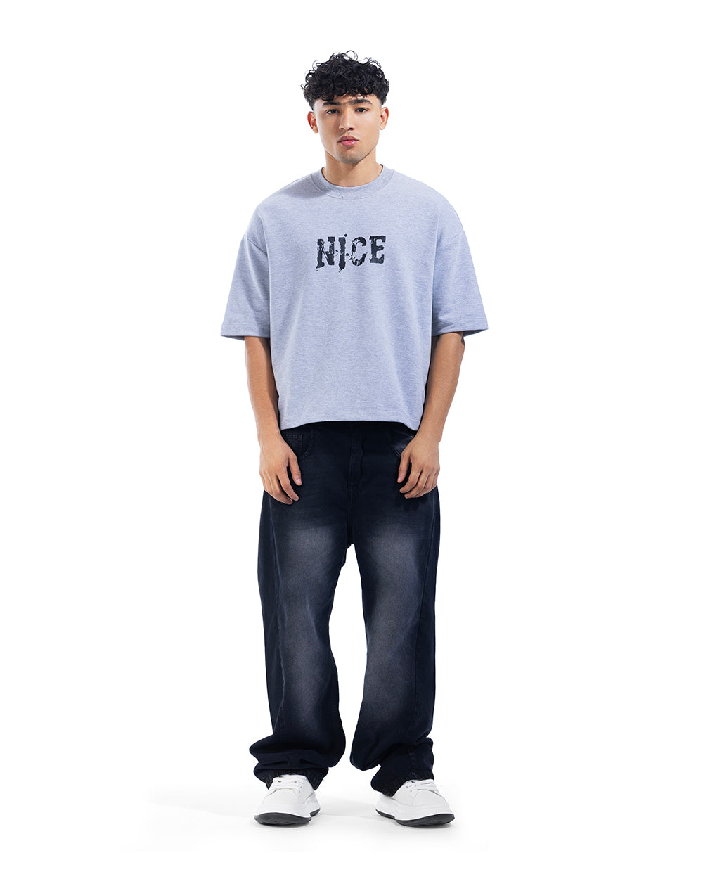 Nice Distressed Logo Oversized Tee