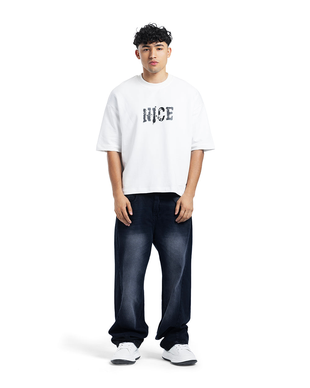Nice Distressed Logo Oversized Tee