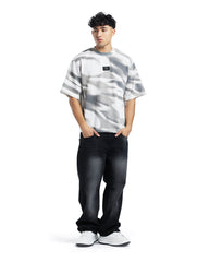 Abstract Wave Textured Oversized Tee