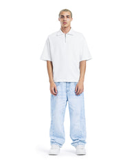 Oversized Half-Zip Polo T-Shirt