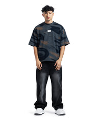 Abstract Wave Textured Oversized Tee