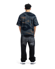 Abstract Wave Textured Oversized Tee