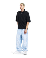 Oversized Half-Zip Polo T-Shirt