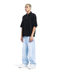 Oversized Half-Zip Polo T-Shirt