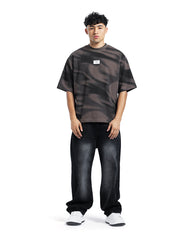 Abstract Wave Textured Oversized Tee