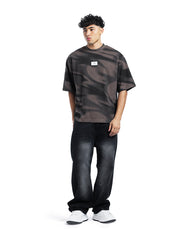 Abstract Wave Textured Oversized Tee
