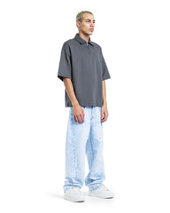 Oversized Half-Zip Polo T-Shirt