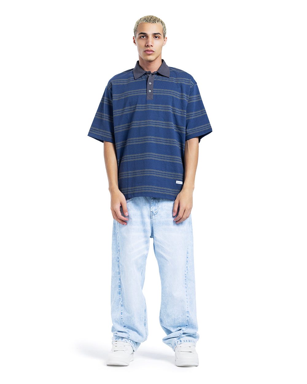 Oversized Striped Polo Shirt