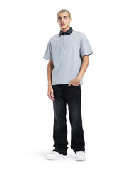 Contrast Collar Half-Zip Polo Shirt