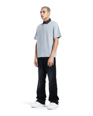 Contrast Collar Half-Zip Polo Shirt