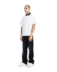 Contrast Collar Half-Zip Polo Shirt